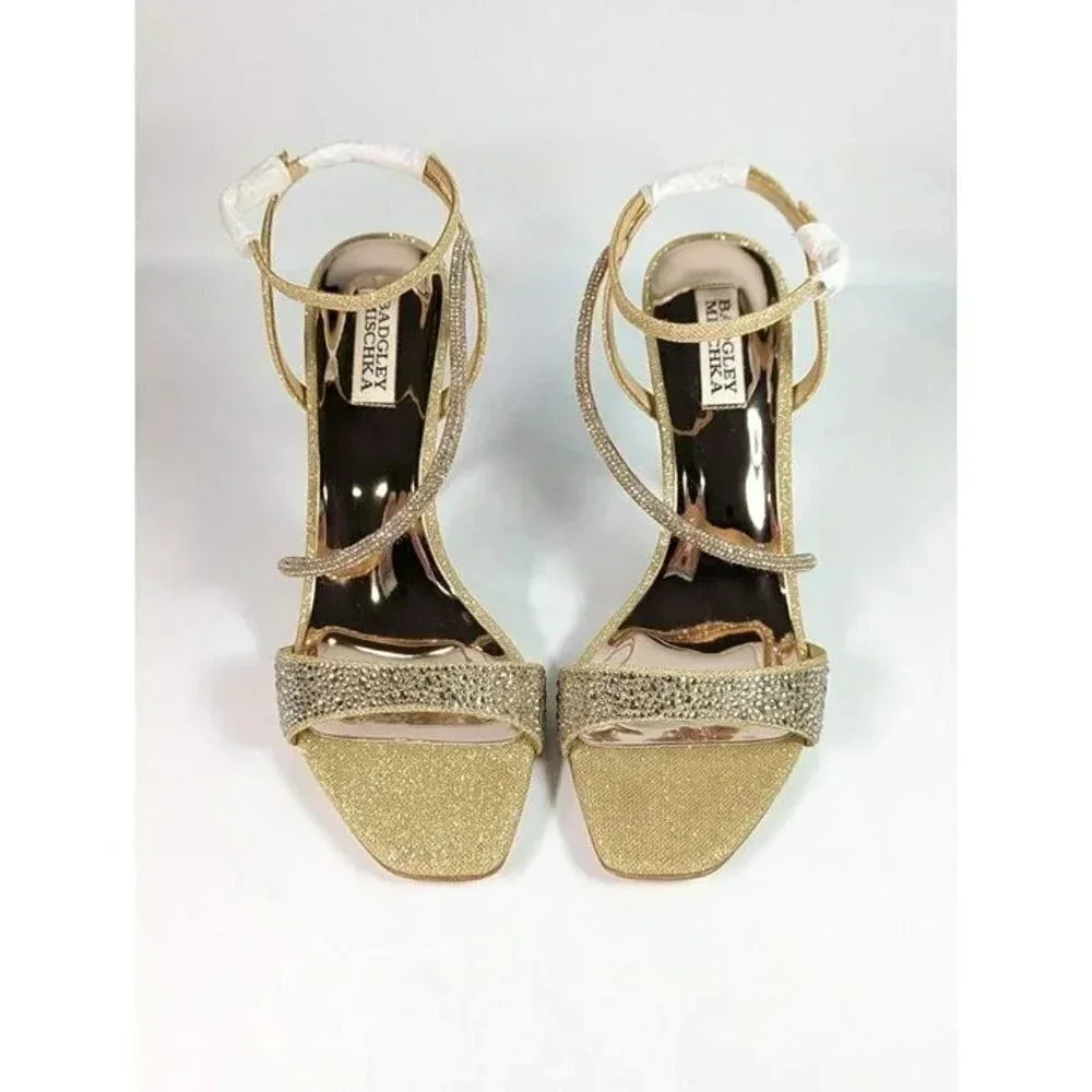Badgley Mischka Sally Women's Rhinestone Satin Heel Sandals Size 9.5 (MSRP $235)